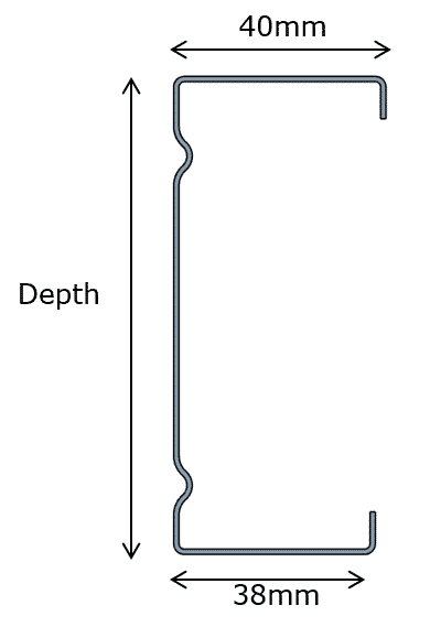 C profile with dimensions shown