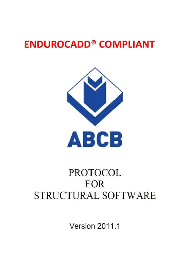 Certificate stating that ENDUROCADD® is compliant with the ABCB Protocol for Structural Software Version 2011.1